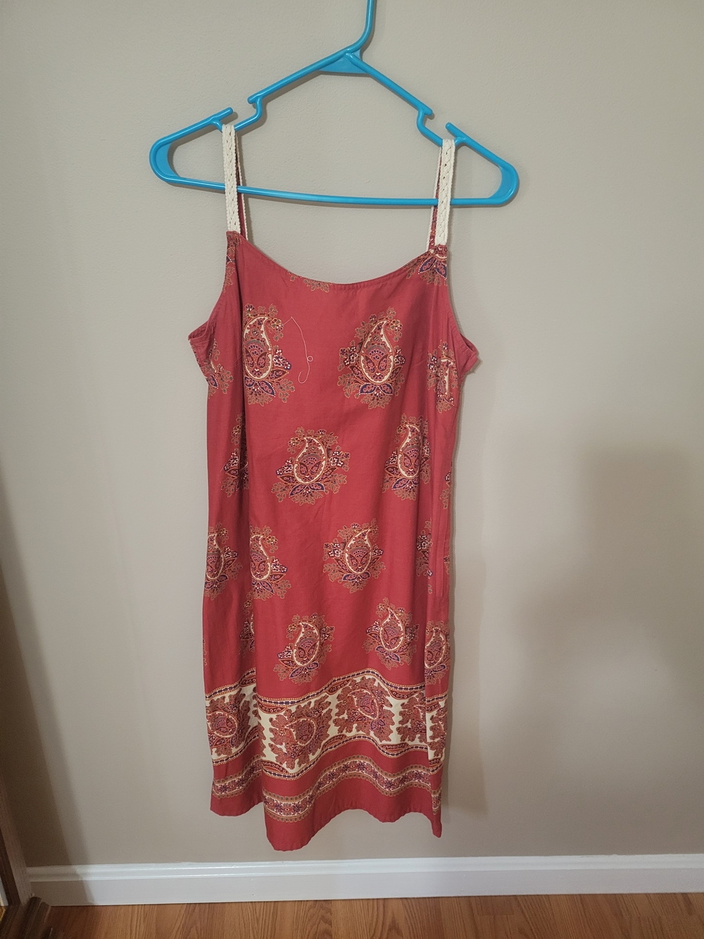Liz Claiborne Rust Paisley Slip Dress with Lace Straps
